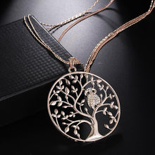 Load image into Gallery viewer, Character Owl Pendant Necklace Creative Life Tree Hollow Sweater Chain Pendant
