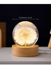 Load image into Gallery viewer, Dandelion Glowing Night Light Crystal Ball Eternal Flower Gift Wooden Birthday Gift for Girl
