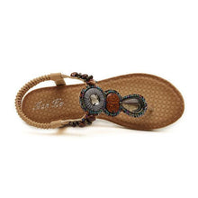Load image into Gallery viewer, Bohemian Bead Clip Toe Elastic Wedge Heel Beach Flip Flops Sandals
