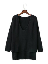 Load image into Gallery viewer, Solid Color Asymmetric V-neck Loose Sweater Tops
