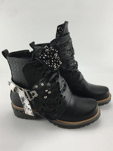 Women Rivet Square Heel Boots