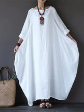 Load image into Gallery viewer, Solid Color Loose Casual Round Neck Maxi Dress
