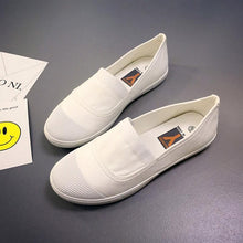 Load image into Gallery viewer, White Toe Color Blocking Canvas Slip On Casual Flat Shoes

