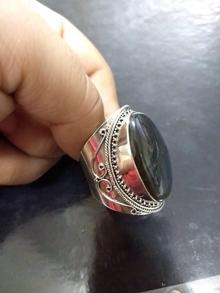 Vintage Labradorite Gemstone Girl Ring