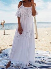 Load image into Gallery viewer, Spaghetti-strap Lace Hollow Solid Beach Swimwear Maxi Dresses
