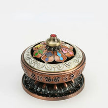 Load image into Gallery viewer, Alloy plate incense burner household Tibetan Eight Treasures Eight Auspicious Sandalwood incense burner Nepal tea ceremony ornaments
