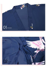 Load image into Gallery viewer, Silk Crane Pajama Girl Summer Mid Sleeve Bride Morning Robe Big Yard Home Robe Bathrobe color34
