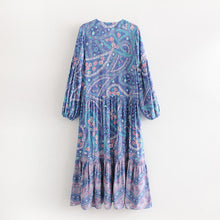 Load image into Gallery viewer, Bohemian Floral Long Sleeve V-neck Button Maxi Loose Dress
