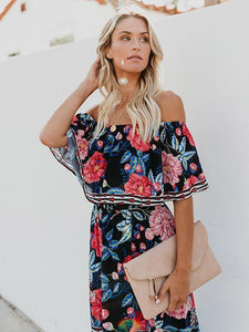 Floral Off Shoulder Beach Maxi Dress