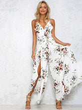 Load image into Gallery viewer, Floral Backless Split Jumpsuit Rompers
