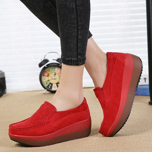 Large Size Rocker Sole Suede Slip On Casual Shoes