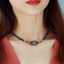 Load image into Gallery viewer, Nepalese Tibetan jewelry Bohemian necklace female clavicle chain bracelet brass lapis lazuli retro ethnic style
