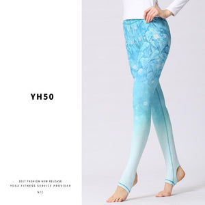 Stylish Yoga Clothes Printed Yoga Pants Women's Tight High Waist Hip Lifting and Foot Stepping Pants Sports Fitness Pants