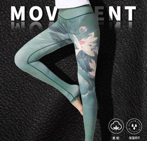 Stylish Yoga Clothes Printed Yoga Pants Women's Tight High Waist Hip Lifting and Foot Stepping Pants Sports Fitness Pants