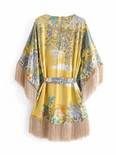 Load image into Gallery viewer, Bohemia V-neck Printed Tasseled Beach Mini Dress
