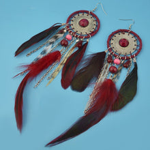 Load image into Gallery viewer, 5 Colors Bohemia Feather Dream Catcher Tassels Earrings Accessories

