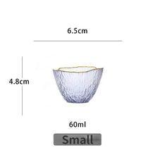 Load image into Gallery viewer, Japanese First Snow Master Cup, Large Whiskey Cup Wine Glass, Gold Rimmed Glass Hammer Pattern Cup
