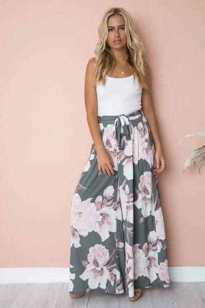 Floral Print High Waist Loose Wide Leg Pants