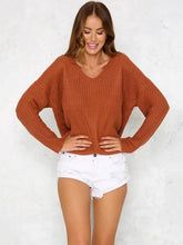 Load image into Gallery viewer, Fashion Solid Color V-neck Halterback Bandage Sweater Tops
