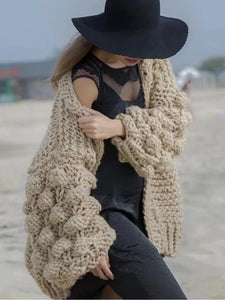 Knit Hollow Long Sleeve Cardigan Outwear Sweater