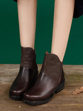 Load image into Gallery viewer, Autumn Winter SPLIT-JOINT COWHIDE SOFT SHORT MARTIN BOOTS For Women
