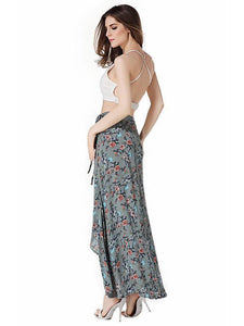 Flower High Waist Split Beach Maxi Skirt