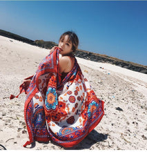 Load image into Gallery viewer, Bohemian Sun Flower Beach Towel Sunscreen Shawl Scarf
