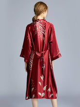 Load image into Gallery viewer, Yaoting silk wedding pajamas ladies spring and summer long bridesmaid red bride morning gown home gown 2
