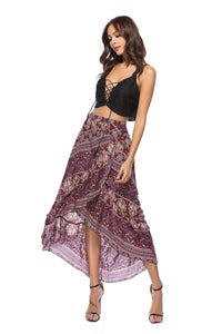 Print Bohemia High Waist Irregular Skirt