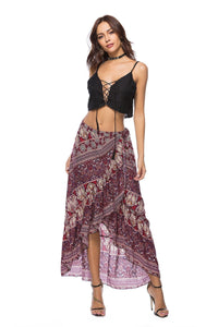 Print Bohemia High Waist Irregular Skirt