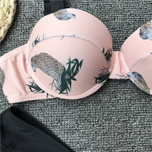 Load image into Gallery viewer, Printed Steel Plate Gathered Split Swimsuit Bikini
