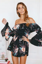 Load image into Gallery viewer, Flower Print Off Shoulder Beach Rompers
