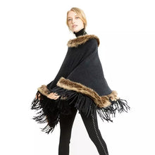 Load image into Gallery viewer, Women Artificial fur warm Pullover Cloak Shawl
