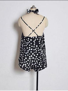 Sexy Bohemia Vacacion Halterneck Polka Dot Backless Jumpsuit