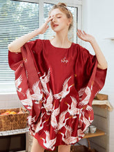 Load image into Gallery viewer, Silk Nightwear Women&#39;s Summer Bats Sleeve Sleeping Skirt Women&#39;s Summer Size Clothing
