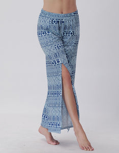 Summer Trousers with Split Legs and Horn Printed Trousers Yoga Pants Casual Loose Leisure Pants