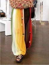 Load image into Gallery viewer, Spring And Summer Boho Style Color Strips Pleated  Striped Skirt
