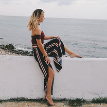 Load image into Gallery viewer, Striped Lace-up Seaside Holiday Wide-leg Bohemia Pants
