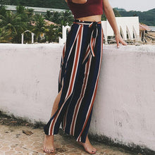 Load image into Gallery viewer, Striped Lace-up Seaside Holiday Wide-leg Bohemia Pants
