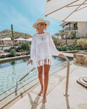 Load image into Gallery viewer, Fishnet Bikini Cover Up Long Sleeve Sun Shirt Beach Cover Shirt

