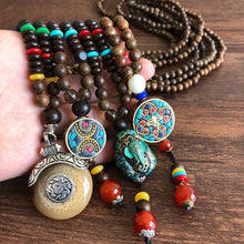 Load image into Gallery viewer, Nepal handmade original pendant wooden bead necklace female beads retro art necklace sweater chain clothing accessories
