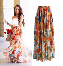 Load image into Gallery viewer, BOHO Womens Floral High Waist Long Maxi Full Skirt Holiday Party Evening Beach Sun Skirt
