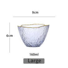 Load image into Gallery viewer, Japanese First Snow Master Cup, Large Whiskey Cup Wine Glass, Gold Rimmed Glass Hammer Pattern Cup
