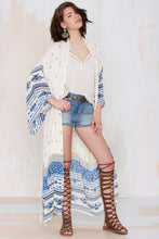 Load image into Gallery viewer, Shemed White Treasure Print Edgy Beach Dress Loose  Holiday Cardigan Tanning Hoodie Blouse
