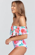 Load image into Gallery viewer, Strapless High Waist Floral Printed Off-the-shoulder Ruffled Swimsuit-3
