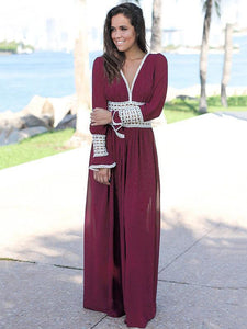 Chiffon Long Sleeves Wide Leg Long Jumpsuits