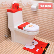 Load image into Gallery viewer, 3-Piece Snowman Santa Toilet Seat Cover and Rug Set Christmas Decorations
