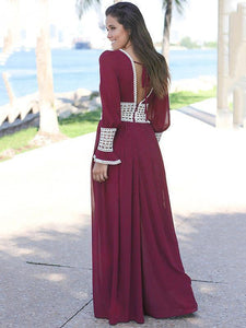 Chiffon Long Sleeves Wide Leg Long Jumpsuits