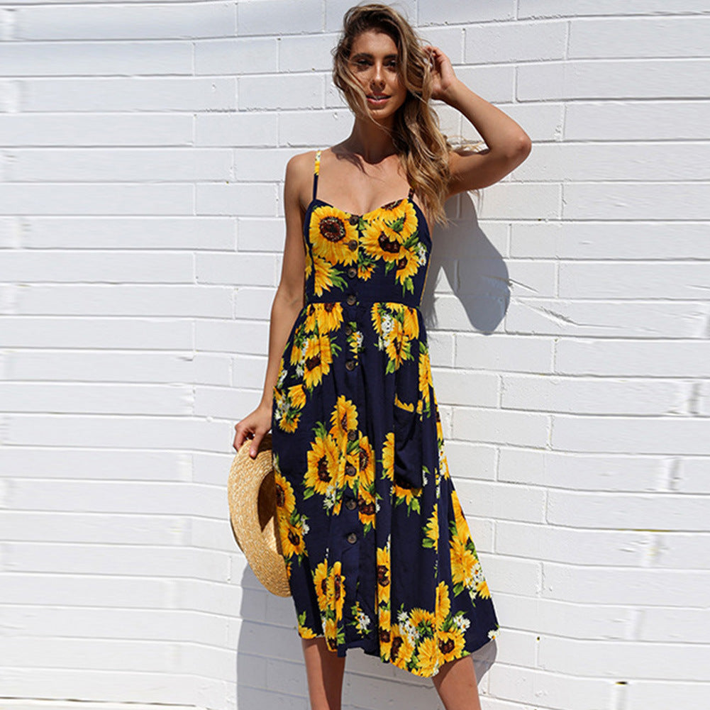Women's long skirt denim in bohemian ruffles pleated fluid