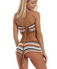 Load image into Gallery viewer, Colorful Stripes Hand Hook Beach Sexy Holiday Sunscreen Top Shorts Skirt Suit
